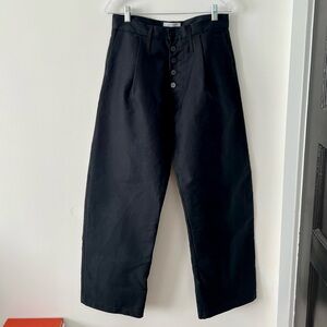 Silphium Men's Black Button-Fly Pants with Curved Leg